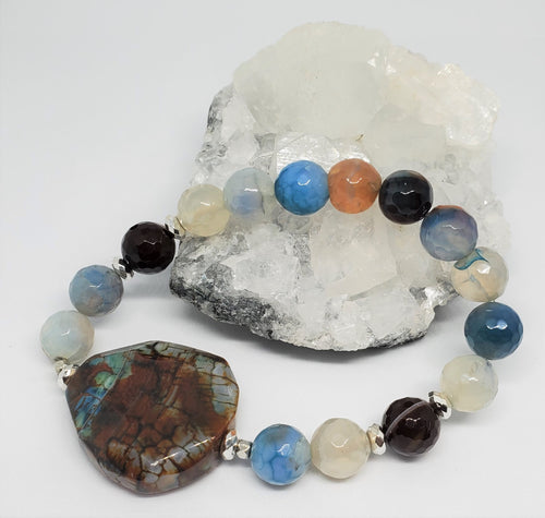 Agate with Brown and Blue Agate Focal